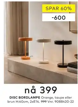 Skeidar DISC BORDLAMPE tilbud