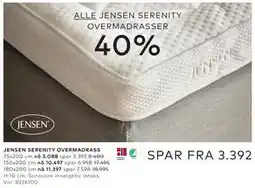 Skeidar ALLE JENSEN SERENITY OVERMADRASSER tilbud