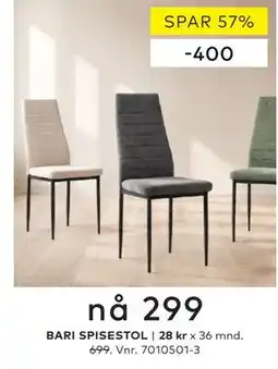 Skeidar BARI SPISESTOL tilbud