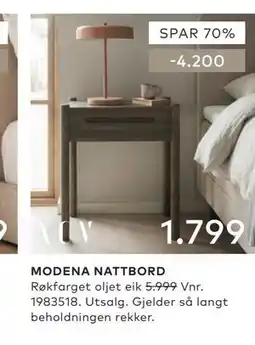 Skeidar MODENA NATTBORD tilbud
