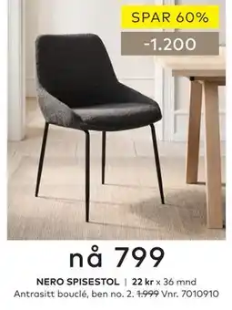 Skeidar NERO SPISESTOL tilbud