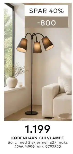 Skeidar KØBENHAVN GULVLAMPE tilbud