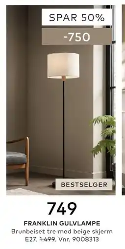 Skeidar FRANKLIN GULVLAMPE tilbud