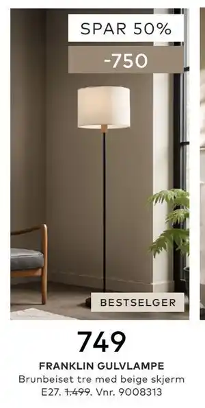 Skeidar FRANKLIN GULVLAMPE tilbud
