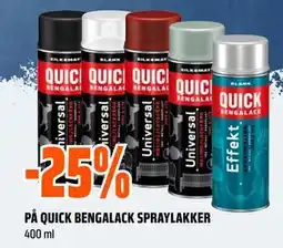 Obs Bygg 25% PÅ QUICK BENGALACK SPRAYLAKKER tilbud