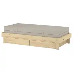 IKEA Glamberget Uttrekkbar seng oppbev/2 madrasser, furu/vannareid fast, 80x200 cm tilbud
