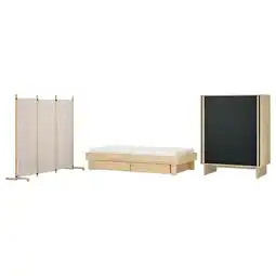 IKEA Glamberget Soveromsmøbler, 3 stk., furu/katorp beige, 80-160x200 cm tilbud