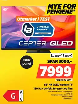 POWER Cepter 65" 4K QLED Google TV tilbud