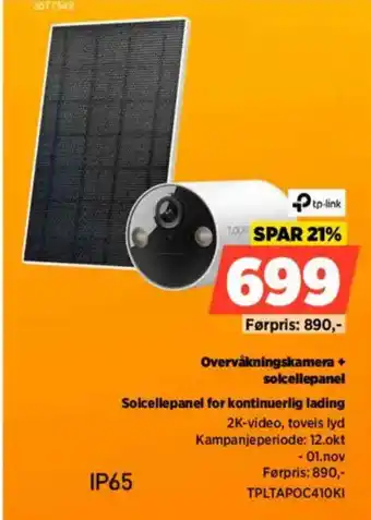 POWER tp-link Overvåkningskamera + solcellepanel tilbud