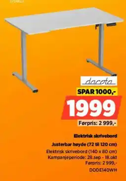 POWER dacota elektrisk skrivebord tilbud