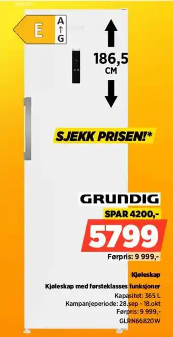 POWER Grundig kjøleskap tilbud