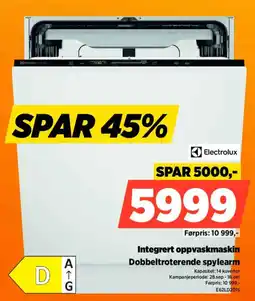 POWER Electrolux integrert oppvaskmaskin dobbeltroterende spylearm tilbud