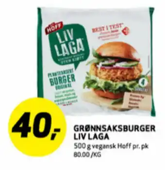 Bunnpris Liv laga vegetarburger tilbud