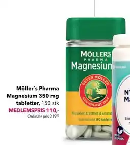 Apotek 1 Möller´s Pharma Magnesium 350 mg tabletter, 150 stk, Medlemspris tilbud