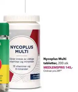 Apotek 1 Nycoplus Multi tabletter, 200 stk, Medlemspris tilbud