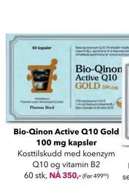 Apotek 1 Bio-Qinon Active Q10 Gold 100 mg kapsler tilbud