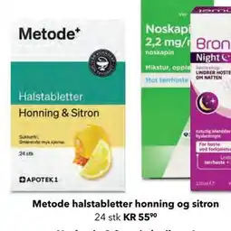 Apotek 1 Metode halstabletter honning og sitron tilbud