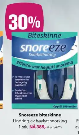 Apotek 1 Snoreeze biteskinne tilbud