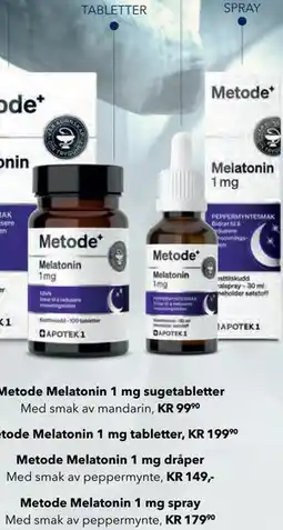 Apotek 1 Metode Melatonin 1 mg spray tilbud
