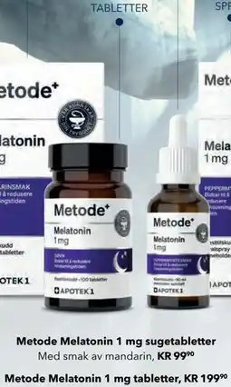 Apotek 1 Metode Melatonin 1 mg tabletter tilbud