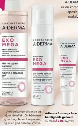 Apotek 1 A-Derma Exomega Face beroligende gelkrem tilbud