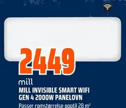 Coop Obs Mill invisible smart wifi gen 4 2000w panelovn tilbud