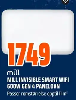 Coop Obs Mill invisible smart wifi 600w gen 4 panelovn tilbud