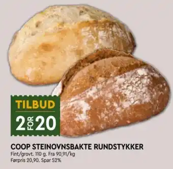 Coop Mega Coop steinovnsbakte rundstykker tilbud