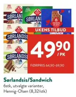 Jacobs Sørlandsis/Sandwich tilbud