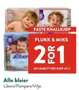 Jacobs Alle bleier Libero/Pampers/Vilje tilbud