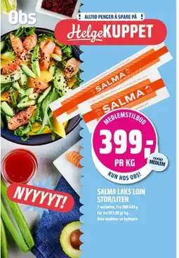 Coop Obs SALMA LAKS LOIN STOR/LITEN, Medlemspris tilbud