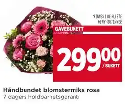 Meny Håndbundet blomstermiks rosa tilbud