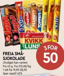 Coop Mega Freia små- sjokolade tilbud