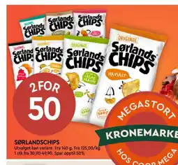 Coop Mega Sørlandschips tilbud