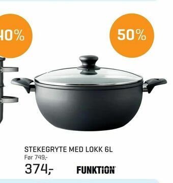 Jernia Stekegryte med lokk 6l tilbud