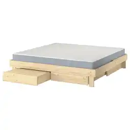 IKEA Glamberget Sengestamme med oppbevaring/madrass, furu/vesteröy medium, 160x200 cm tilbud