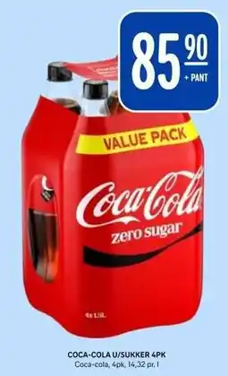 Rema 1000 COCA-COLA U/SUKKER 4PK tilbud