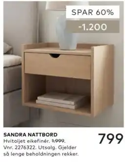 Skeidar Sandra nattbord tilbud