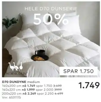 Norsk Dun D70 Dunserie