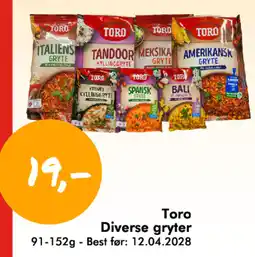 Havaristen Toro diverse gryter tilbud