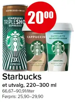 Spar Starbucks et utvalg tilbud