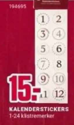 Europris 15- kalenderstickers tilbud