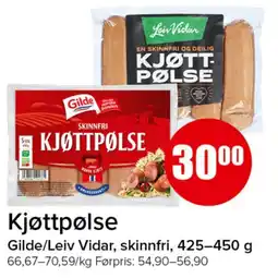 Spar Gilde/Leiv Vidar kjøttpølse tilbud