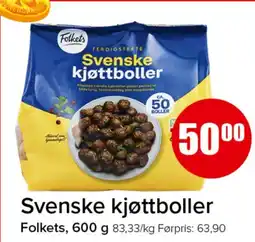 Spar Folkets svenske kjøttboller tilbud