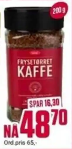 Europris Frysetørret kaffe tilbud