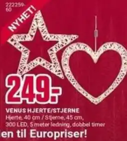 Europris Venus hjerte/stjerne tilbud