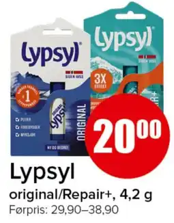 Spar Lypsyl original/Repair+ tilbud
