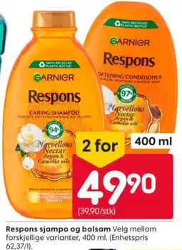 Rusta Garnier Respons sjampo og balsam tilbud