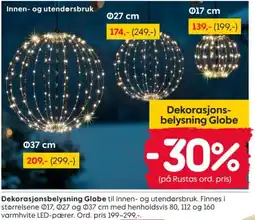 Rusta Dekorasjonsbelysning Globe tilbud