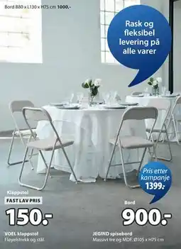 JYSK JEGIND spisebord tilbud